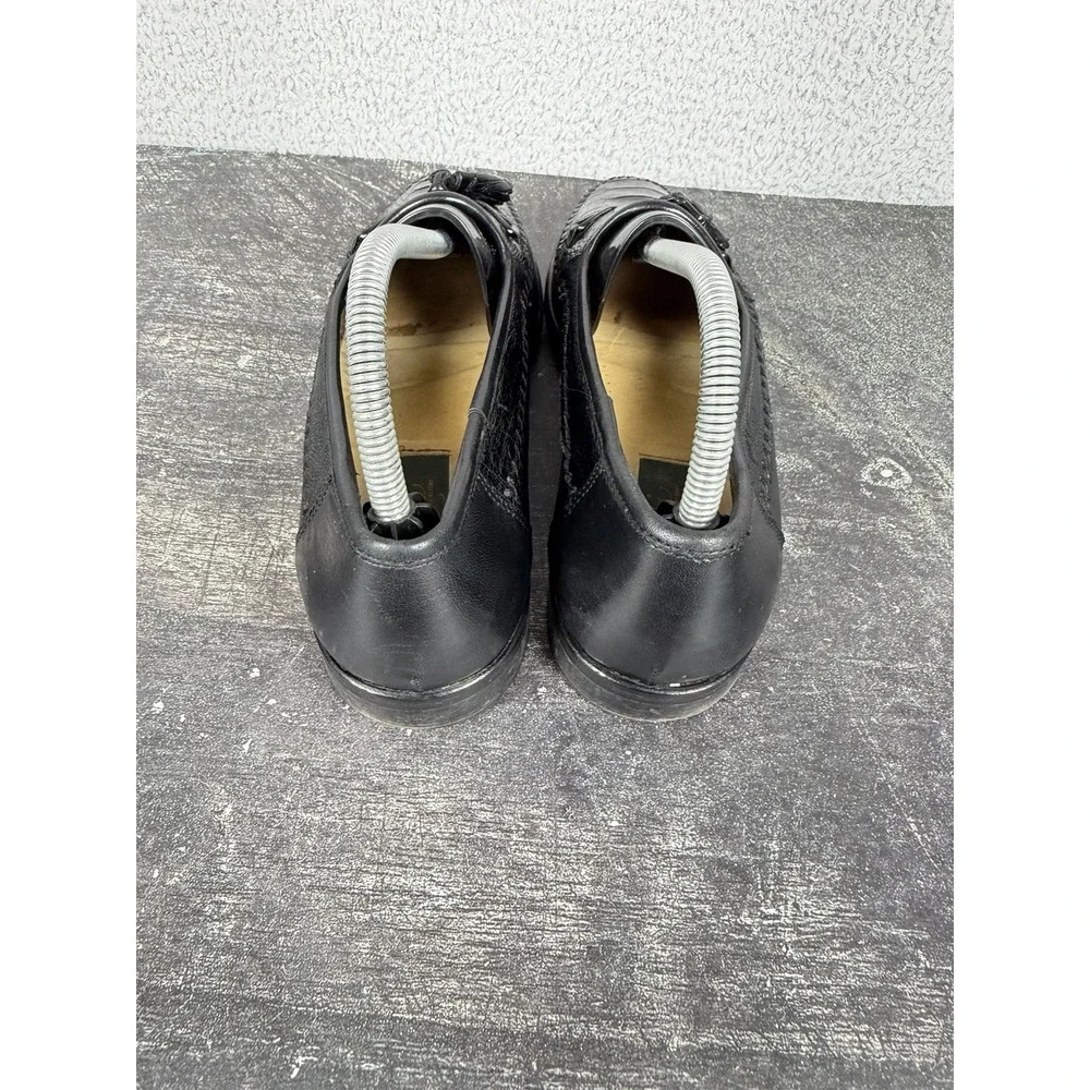 Vtg Zelli Genuine Ostrich Leg Tassel Loafers Black Exotic Leather Italy Size 8.5